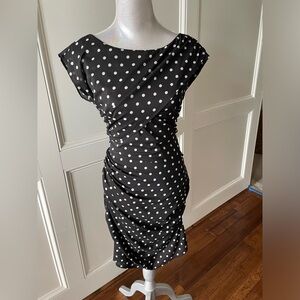 Ann Taylor Petites Ruched Black and White Dress 12p